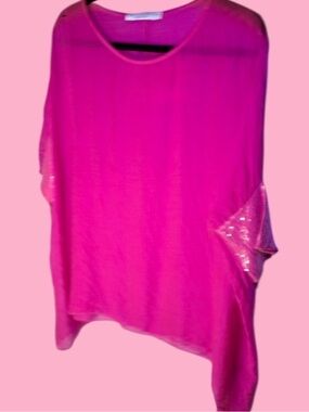 Nicole Hot Pink Stretch Chiffon Top - Women’s M